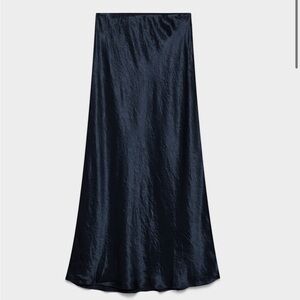 Aritzia Navy Satin Skirt